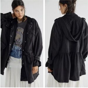 Free People We The Free Nocturne Parka, Jacket, Hooded, Utility, Black, Large